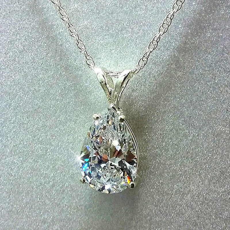 Huitan Water Drop Cubic Zirconia Crystal Womens Necklace Simple And Elegant Female Accessories Gift Jewelry 2021 Trendy
