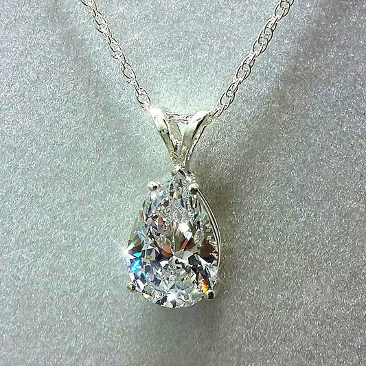 Huitan Water Drop Cubic Zirconia Crystal Womens Necklace Simple And Elegant Female Accessories Gift Jewelry 2021 Trendy