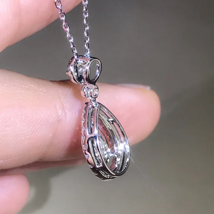 real s925 sterling Silver Necklace Diamond Pendant for Women Wedding Bizuteria white Topaz Gemstone silver 925 jewelry Necklaces