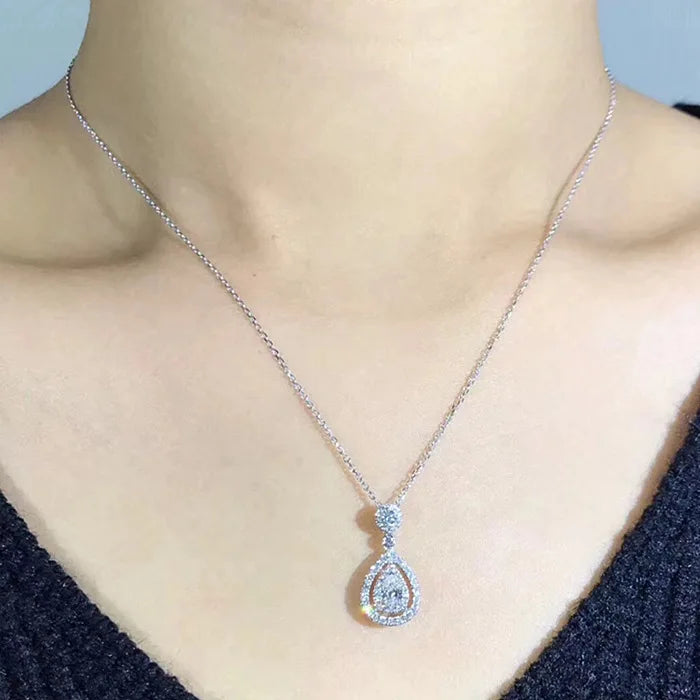 real s925 sterling Silver Necklace Diamond Pendant for Women Wedding Bizuteria white Topaz Gemstone silver 925 jewelry Necklaces