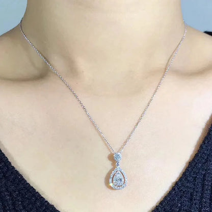 real s925 sterling Silver Necklace Diamond Pendant for Women Wedding Bizuteria white Topaz Gemstone silver 925 jewelry Necklaces