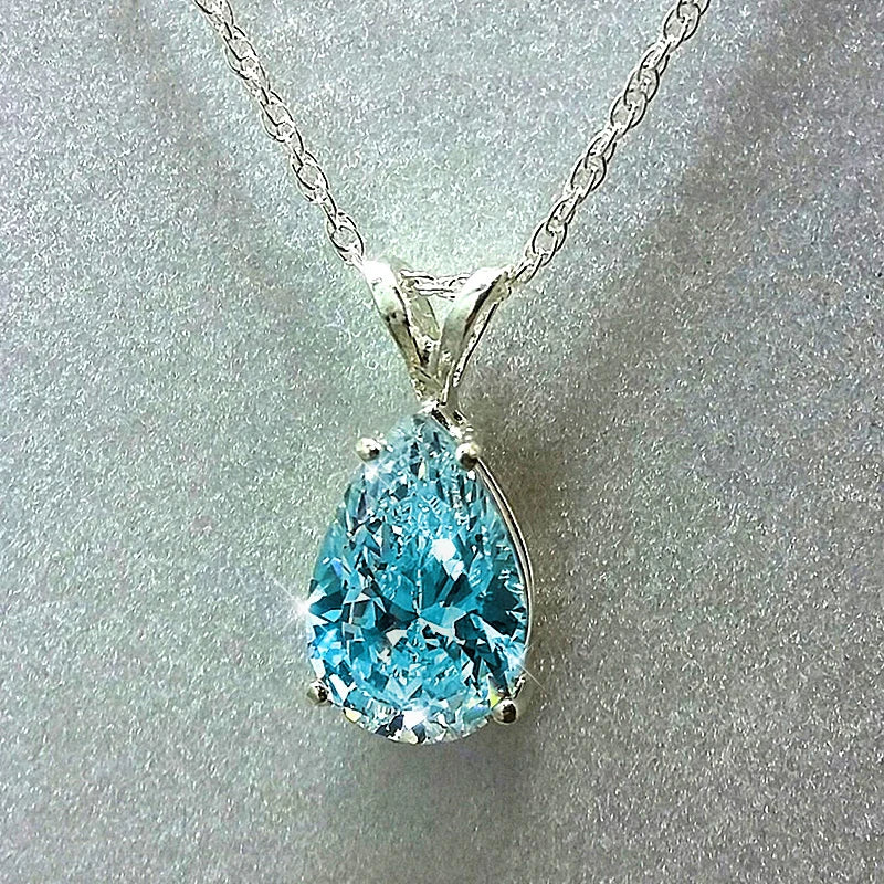 Huitan Water Drop Cubic Zirconia Crystal Womens Necklace Simple And Elegant Female Accessories Gift Jewelry 2021 Trendy