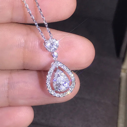 real s925 sterling Silver Necklace Diamond Pendant for Women Wedding Bizuteria white Topaz Gemstone silver 925 jewelry Necklaces