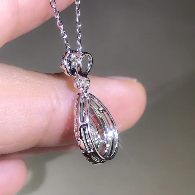 real s925 sterling Silver Necklace Diamond Pendant for Women Wedding Bizuteria white Topaz Gemstone silver 925 jewelry Necklaces