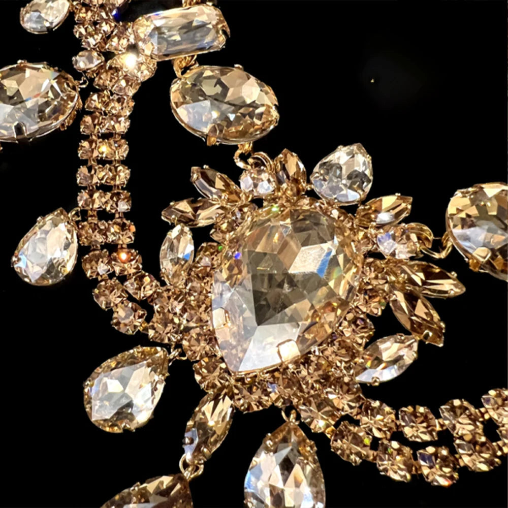 Water Drop Exaggerated Necklace Women Choker Jewelry Rhinestone New Big Statement Necklaces Luxury Bling Wedding Bridal Collar