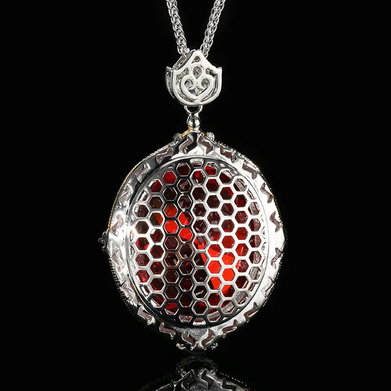 Sparkling High Carbon Diamond Pendant Necklace for Women 25*30mm Blue Pink Red Big Gemstone with Neck Chain Gift Fashion Jewelry