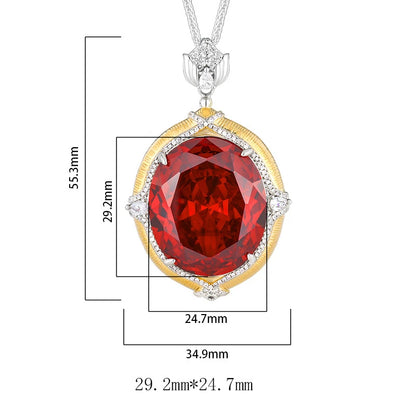 Sparkling High Carbon Diamond Pendant Necklace for Women 25*30mm Blue Pink Red Big Gemstone with Neck Chain Gift Fashion Jewelry