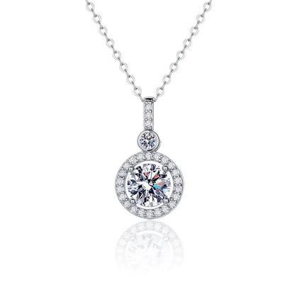 Necklace For Women 100% Sterling S925 Silver With White Gold Plated Lab Diamond Jewelry Wedding Pendant Zircom