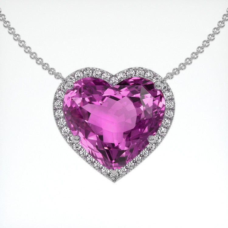 56.41 Carat Pink Kunzite Pave Necklace in Solid Platinum 950