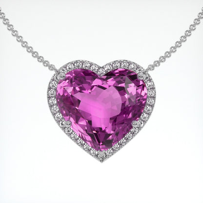 56.41 Carat Pink Kunzite Pave Necklace in Solid Platinum 950