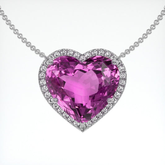 56.41 Carat Pink Kunzite Pave Necklace in Solid Platinum 950