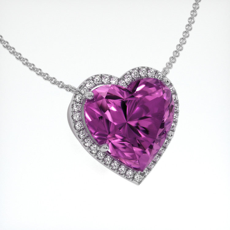 56.41 Carat Pink Kunzite Pave Necklace in Solid Platinum 950