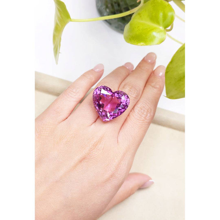 56.41 Carat Pink Kunzite Pave Necklace in Solid Platinum 950